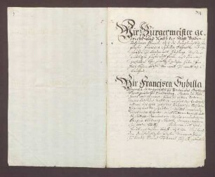 Revers der Stadt Baden über die durch Markgräfin Franziska Sibylla Augusta von Baden-Baden geschehene Erblehenserneuerung mit der Badstube am Spitalbrunnen