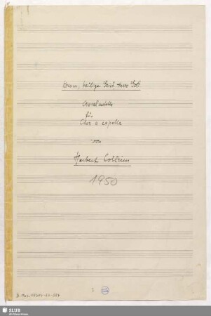 Komm Heiliger Geist Herre Gott - D.Mus.15350-ZZ-587 : Coro