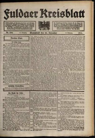 Zweite Ausgabe vom Samstag, den 23. Dezember 1911.