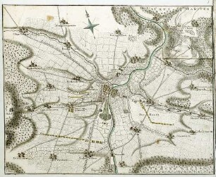 WHK 25 Deutscher Siebenjähriger Krieg 1756-1763: Plan der Umgebung von Kassel mit dem Gefecht bei Sandershausen, 23. Juli 1758