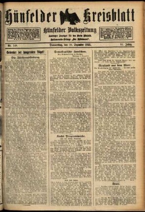 Zweite Ausgabe vom Donnerstag, den 10. Dezember 1925.
