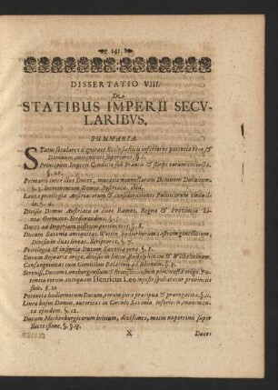 Dissertatio VIII. De statibus imperii secularibus