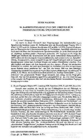 94. Jahresversammmlung des Vereins für niederdeutsche Sprachforschung : 8.-11. Juni 1981 in Soest