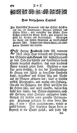Das dreizehnte Capitel. Der Chorbischof Friedrich nimt das Schlos Hülckenrod hingegen plündern das Schlos Alster [...]