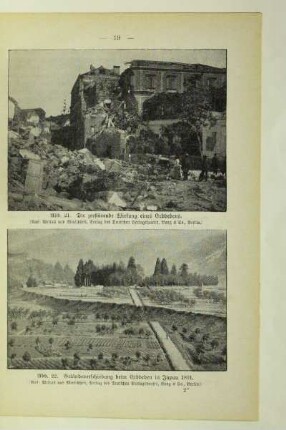 Geländeverschiebung beim Erdbeben in Japan 1891