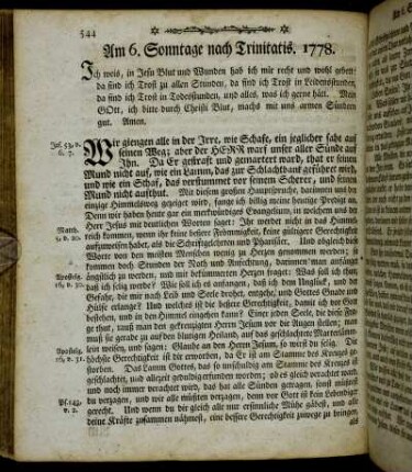 Am 6. Sonntage nach Trinitatis. 1778. - Am 9. Sonntage nach Trinitatis. 1778.