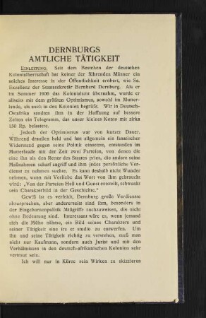 Dernburgs amtliche Tätigkeit