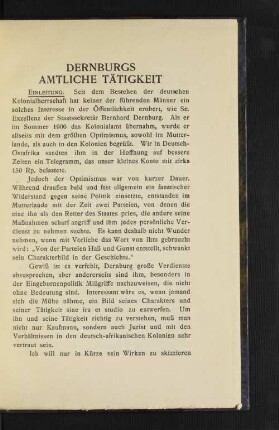 Dernburgs amtliche Tätigkeit