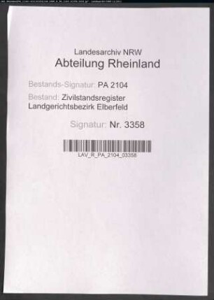 Heiratsregister Merscheid