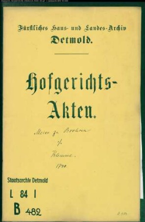 Brohsen (Brosen), Johann Meier zu gegen Klemme zu Henstrup (Henstorf?)