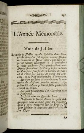 Mois de Juillet.