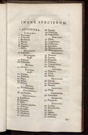 Index Specierum.