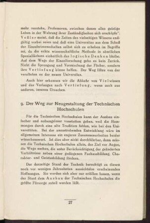 9. Der Weg zur Neugestaltung der Technischen Hochschulen