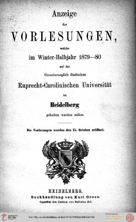 Wintersemester 1879/1880