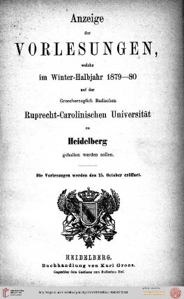 Wintersemester 1879/1880