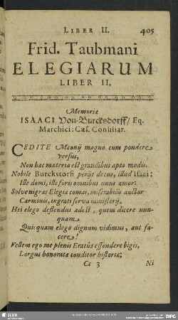 Frid. Taubmani Elegiarum Liber II.