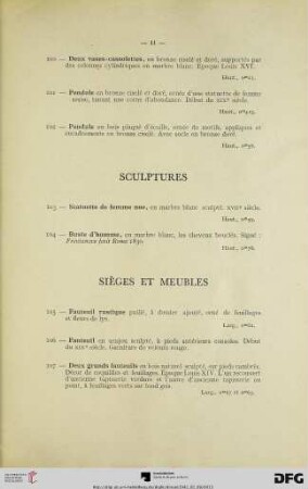 Sièges et Meubles (Nr. 105-111)