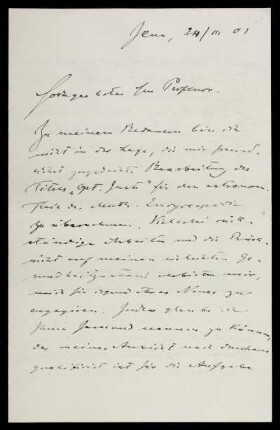 Brief von Ernst Abbe an Karl Schwarzschild, Jena, 24.3.1901