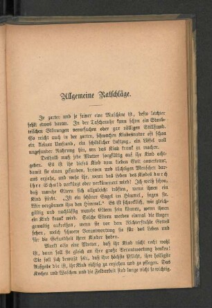 Allgemeine Ratschläge.