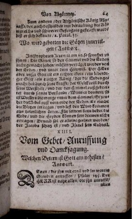 XIIII. Vom Gebet/ Anruffung und Dancksagung