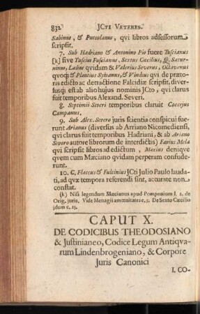 Caput X. De Codicibus Theodosiano & justinianeo, Codice Legum Antiquarm Lindenbrogeniano, & Corpore Juris Canonici