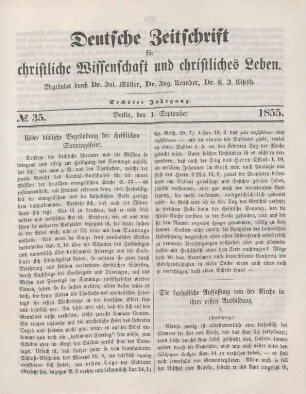 273 Ueber biblische Begründung der christlichen Sonntagsfeier