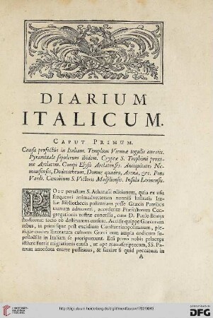 Diarium italicum. Caput primum