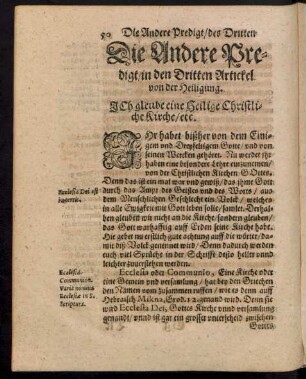 Die Andere Predigt/ in den Dritten Artickel von der Heiligung.