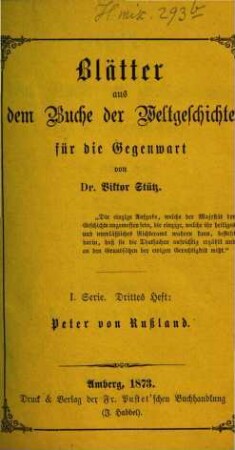 Blätter aus dem Buche der Weltgeschichte für die Gegenwart, I,3