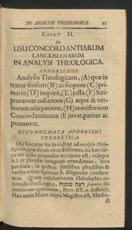 Caput II. De Usu Concordantiarum Lackisianarum In Analysi Theologica.