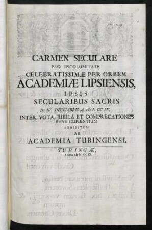 Rector Academiae Tubingensis. L. S.