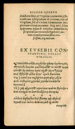 Ex Eusebii Constantino, Pollio Virgilii.