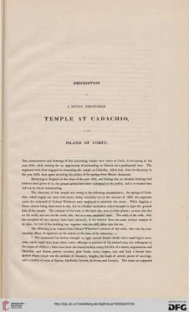 Description of a newly discovered Temple at Cadachio, in the Island of Corfu