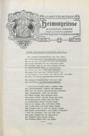 14.1917: Heimatgrüsse an die im Felde stehenden Patres, Fratres u. Brüder der Thüringischen Franziskanerprovinz