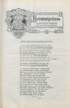 14.1917: Heimatgrüsse an die im Felde stehenden Patres, Fratres u. Brüder der Thüringischen Franziskanerprovinz