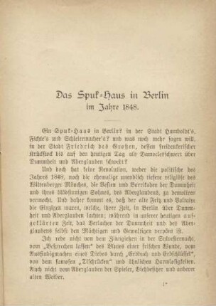 Das Spuk-Haus in Berlin im Jahre 1848