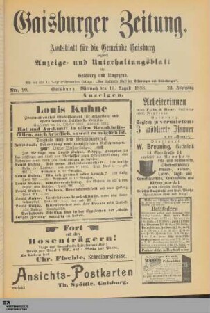 Gaisburger Zeitung : Amts- und Unterhaltungsblatt für die Stadtteile Ostheim, Gaisburg, Gablenberg