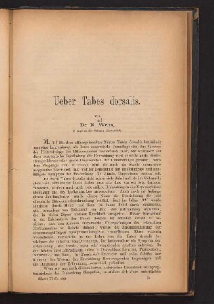 Ueber Tabes dorsalis