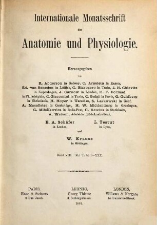 Internationale Monatsschrift für Anatomie und Physiologie. 8, 8. 1891