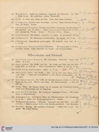 Silberarbeiten und Schmuck (Nr. 323-332)