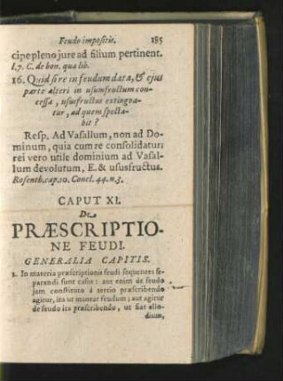 Caput XI. De Praescriptione Feudi.
