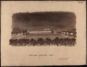 Staatstheater Kassel: (Lichtpause von Inv.Nr. 35802): Friedrichplatz Nachtansicht