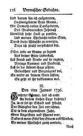 III. Den 1ten Januar 1736.