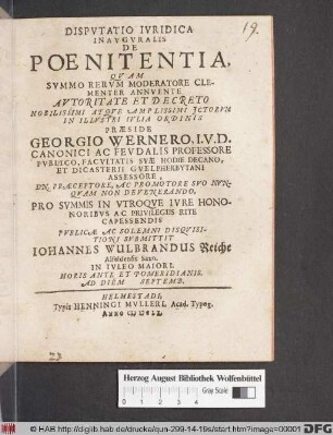 Disputatio Iuridica Inauguralis De Poenitentia