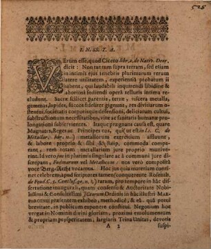 Dissertatio Inauguralis De Fodinis Ac Earum Jure [iure], Nobis est Berg-Werck und Recht