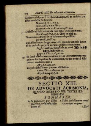 Sectio XIII. De Advocati Acrimonia, Quando Probatio Per Testes Expedienda.