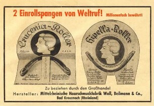 Mittelrheinische HAARSCHMUCKFABRIK WOLL, BEILMANN & Co. - ZWEI EINROLLSPANGEN