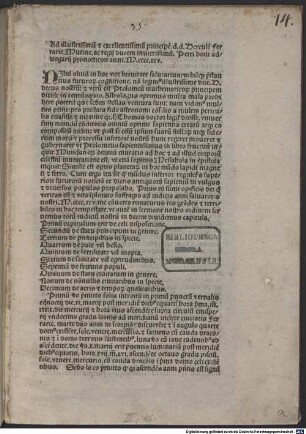 Prognosticon . Ferrara, 1495.01.08 : Gewidmet Ercole I. d'Este, Herzog von Ferrara