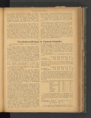 Eisenbahntariffragen in Deutsch-Ostafrika.
