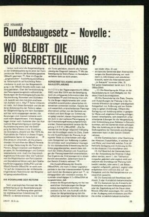 Bundesbaugesetz-Novelle: Wo bleibt die Bürgerbeteiligung?